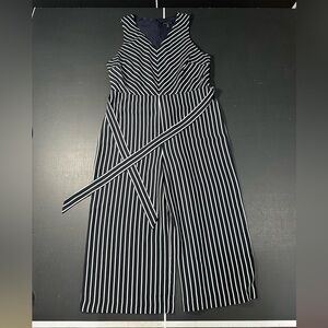 Banana Republic Navy & White Striped Sleeveless Jumpsuit Petite 12